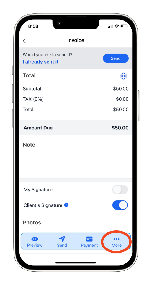 Invoice Mobile App - How to get a customer to sign an invoice - 7