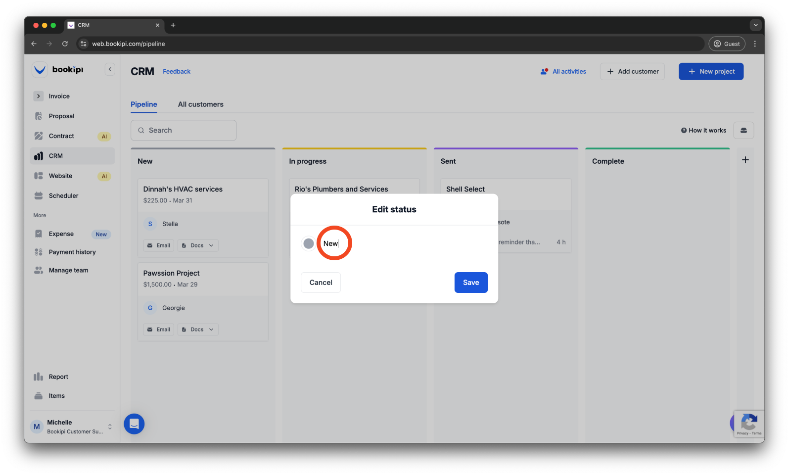 Uncategorized - How to customize the Pipeline statuses in Bookipi CRM - 5
