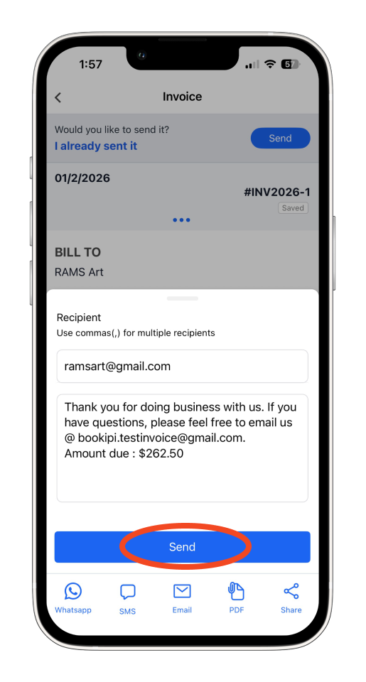 Uncategorized - How to create and send an invoice on the mobile app - 14