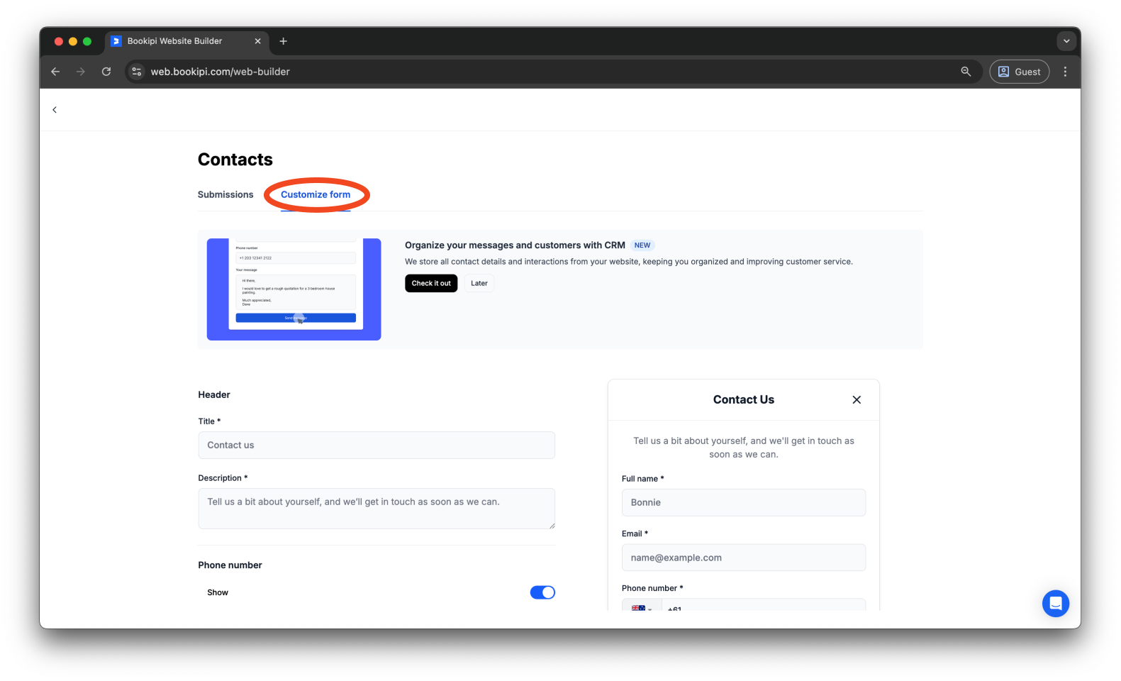 Uncategorized - How to customize your contact form in Bookipi AI Website Builder - 4