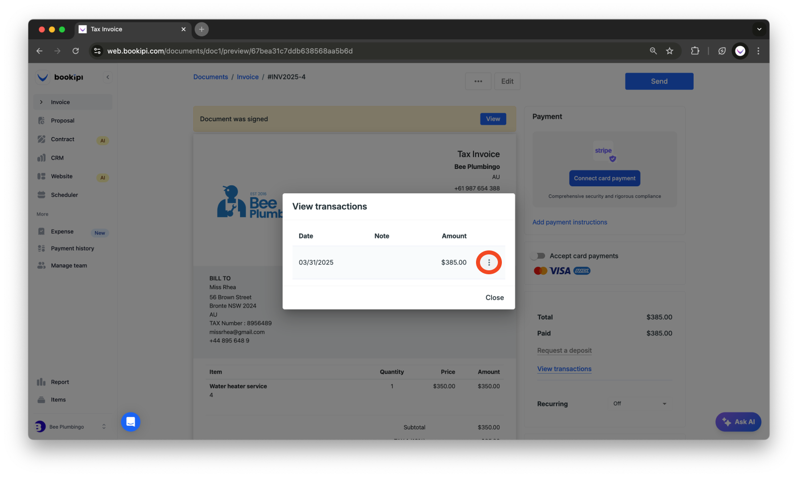Invoice Web V2 - How to mark the invoice as paid and send a receipt using the web app - 8