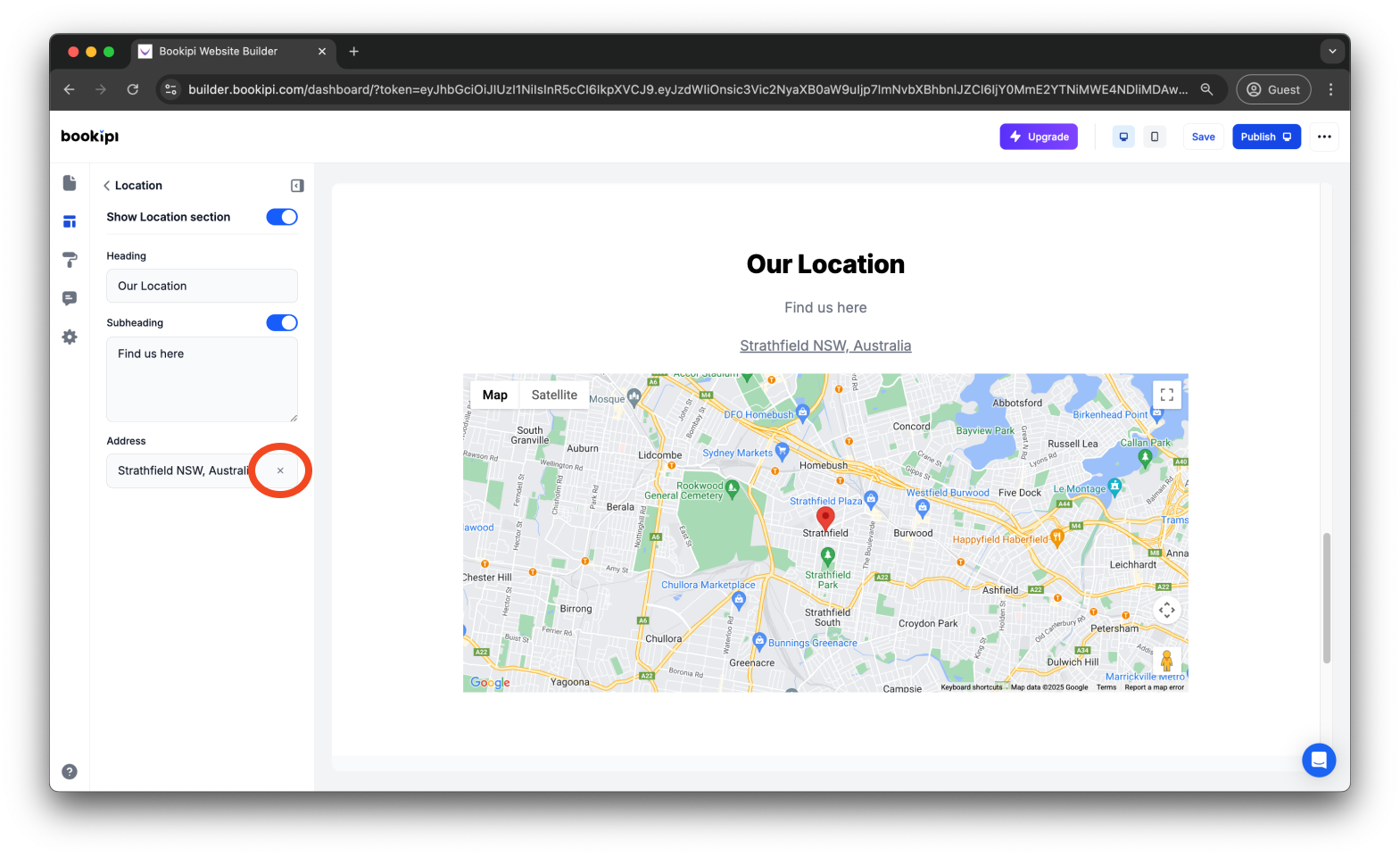 Bookipi AI Website Builder - How to add, edit and delete your company address in Bookipi AI Website Builder - 9