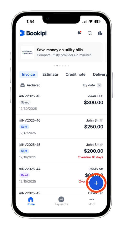 Uncategorized - How to create and send an invoice on the mobile app - 1