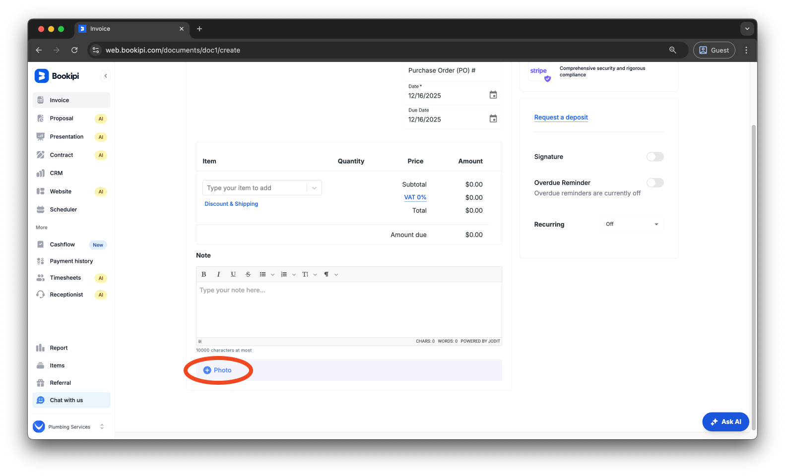 Invoice Web V2 - How to attach a photo to an invoice on the Web App - 4