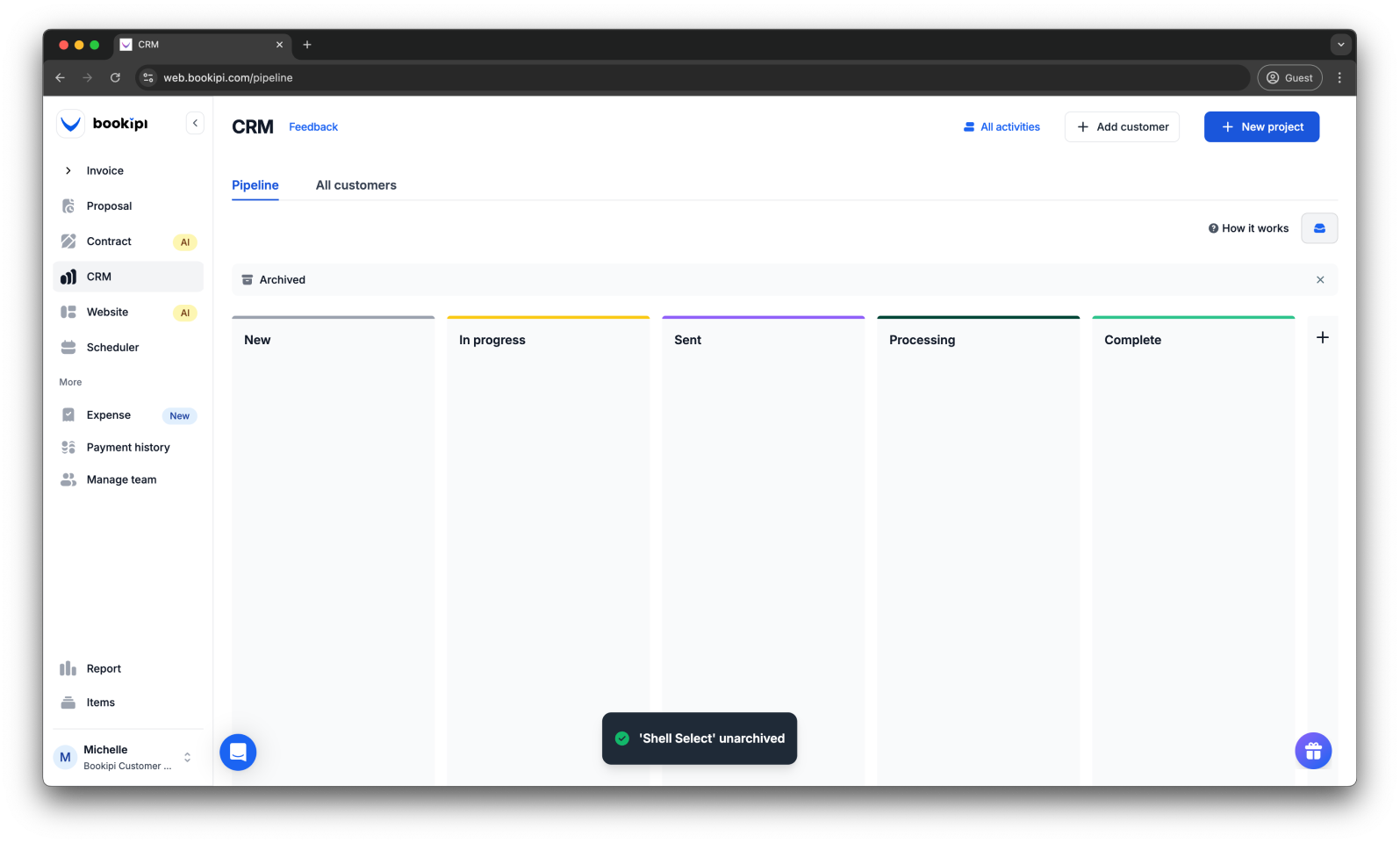 Uncategorized - How to archive or unarchive a project in Bookipi CRM - 10
