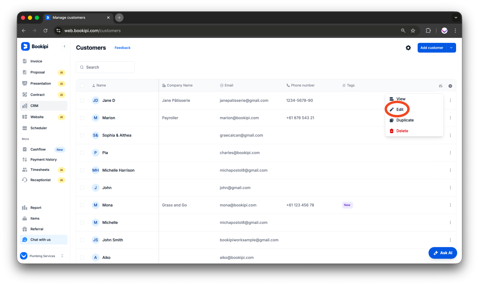 Invoice Web V2 - How to create, edit, copy and delete a customer - 13