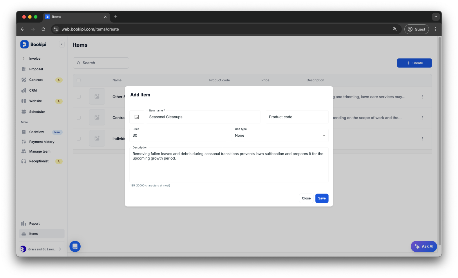 Invoice Web V2 - How to create, edit, copy and delete an item - 3
