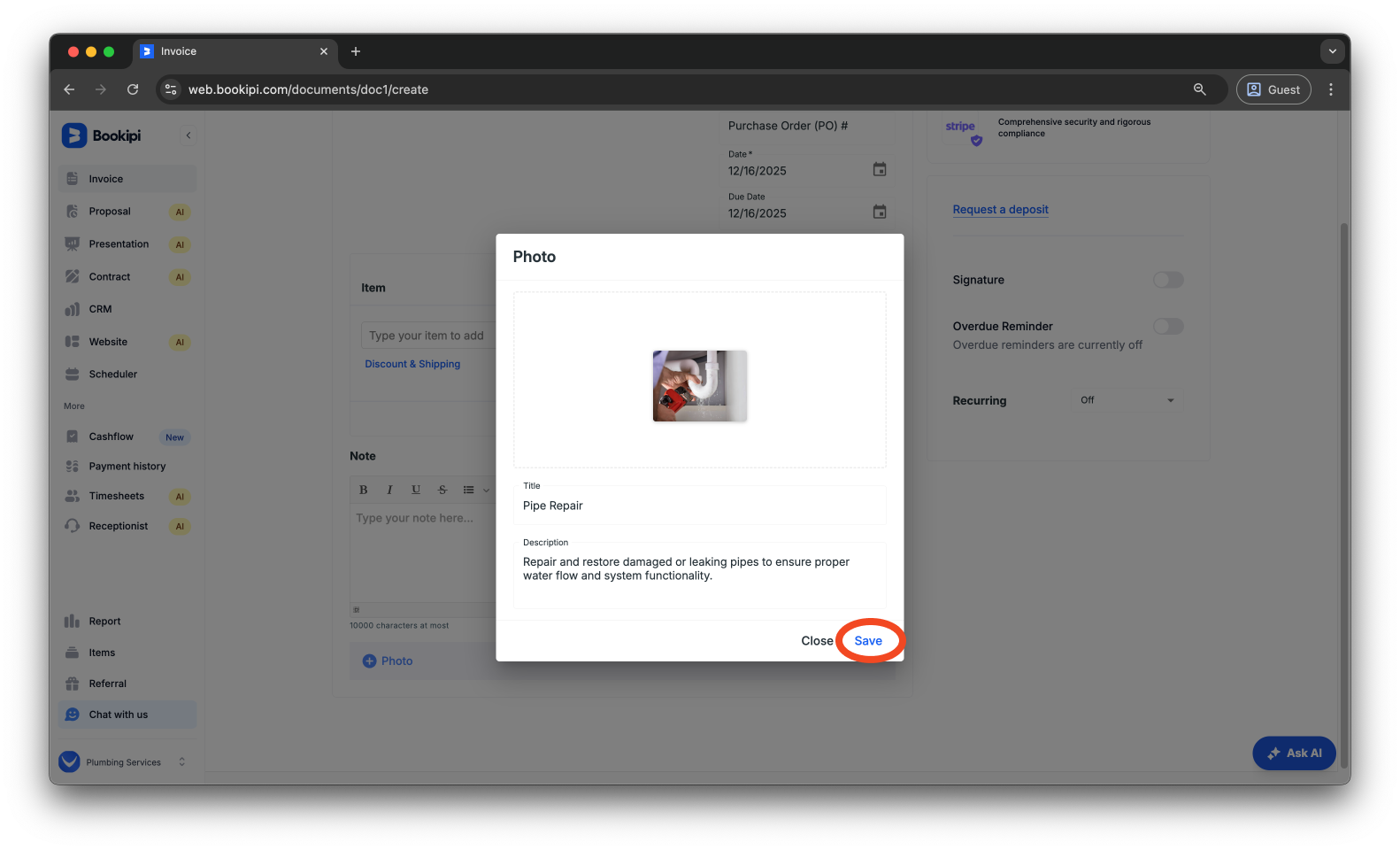 Invoice Web V2 - How to attach a photo to an invoice on the Web App - 7