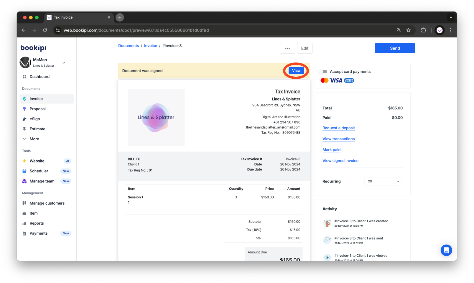 Invoice Web V2 - How to request a signature from customers - 9