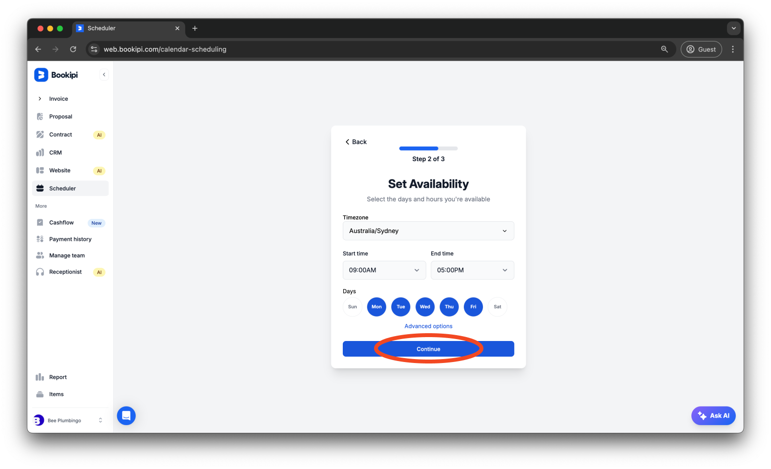Invoice Web V2 - How to set up your calendar and add a meeting link to your event using Bookipi Scheduler - 8