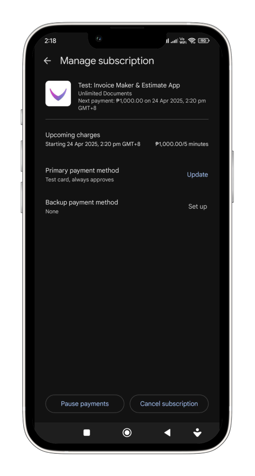 Uncategorized - Managing Your Subscription in the Bookipi Invoice Mobile App - 4