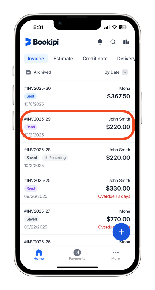 Uncategorized - How to end a recurring Invoice in the Bookipi Mobile App - 10