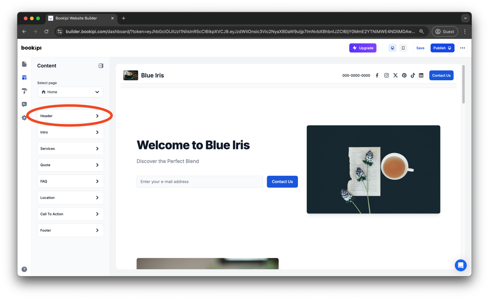 Bookipi AI Website Builder - How to enable the contact buttons and contact form in Bookipi AI Website Builder - 3