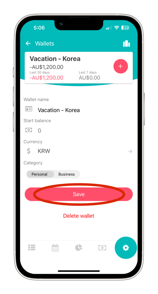 Bookipi Expense - How to change the currency of a wallet - 5