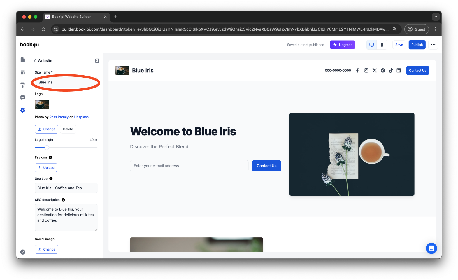 Bookipi AI Website Builder - How to add, edit, and disable your header site name in Bookipi AI Website Builder - 4