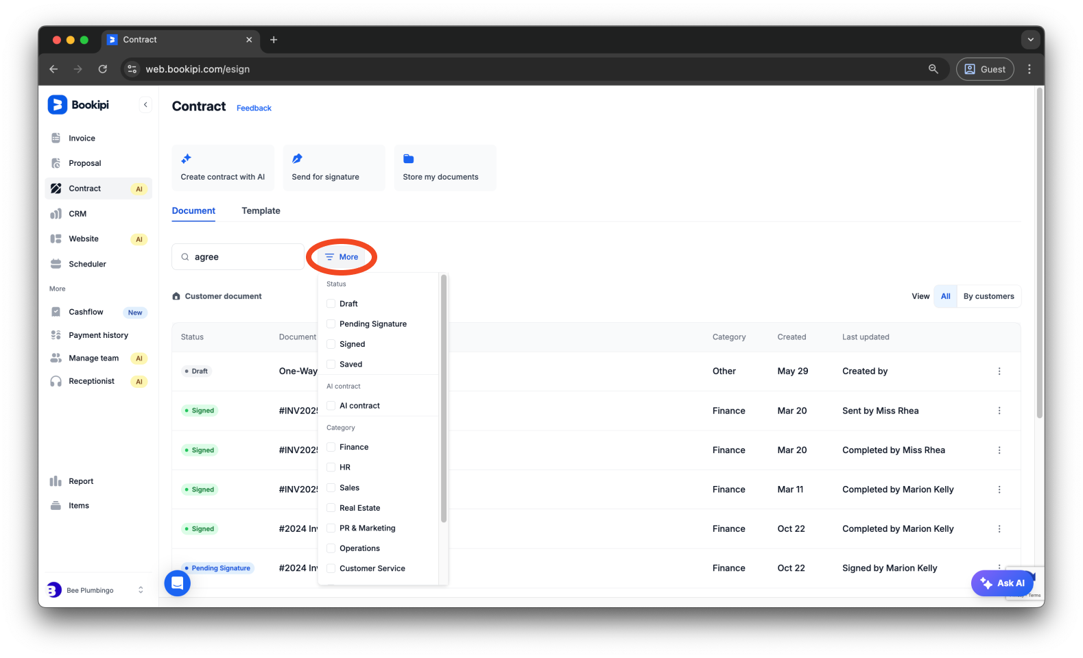Uncategorized - How to search and filter documents in Bookipi eSign - 3
