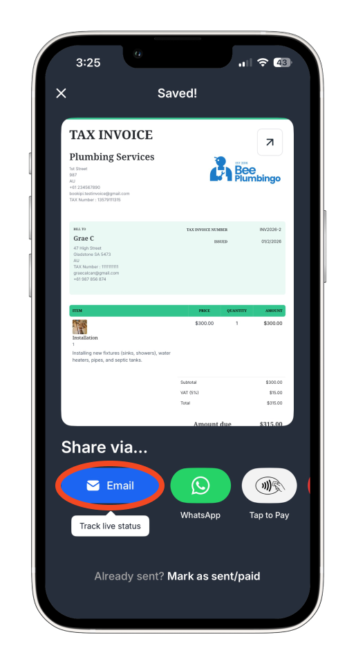 Uncategorized - How to create and send an invoice on the mobile app - 31
