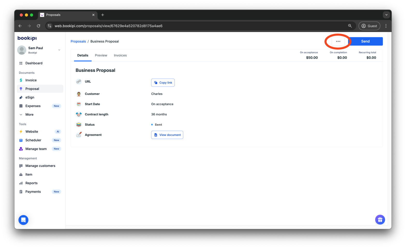 Bookipi Proposal Maker - How to mark a proposal as declined - 3