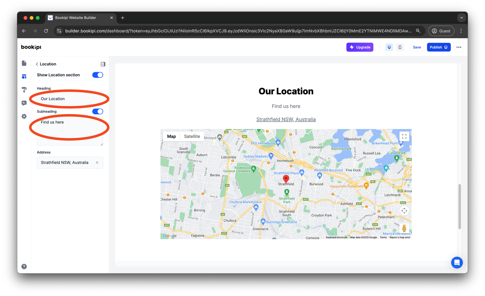 Bookipi AI Website Builder - How to add, edit and delete your company address in Bookipi AI Website Builder - 6