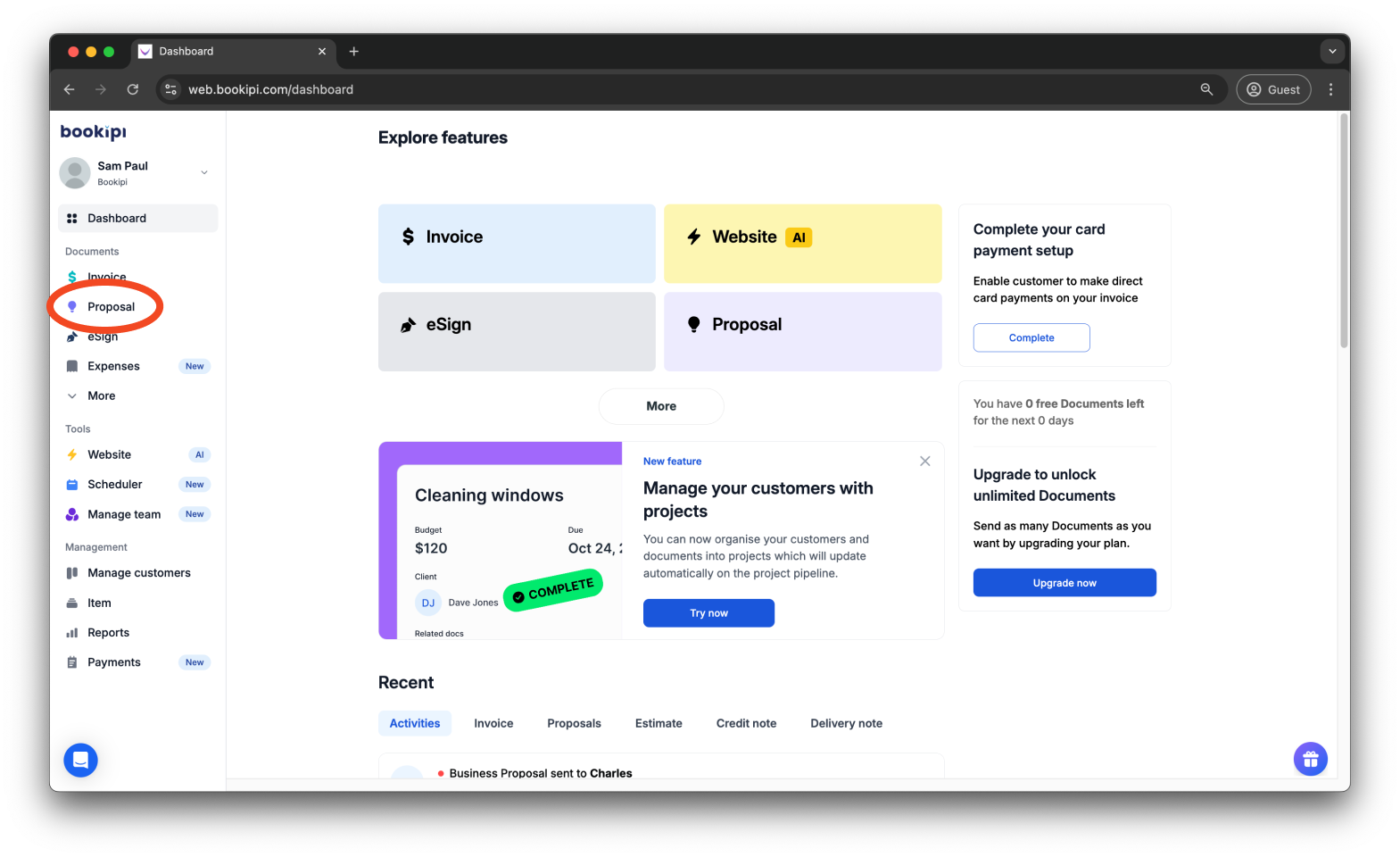 Bookipi Proposal Maker - How to mark a proposal as declined - 1