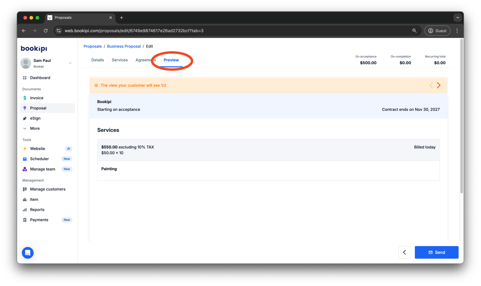 Bookipi Proposal Maker - How to send a proposal to multiple people - 3