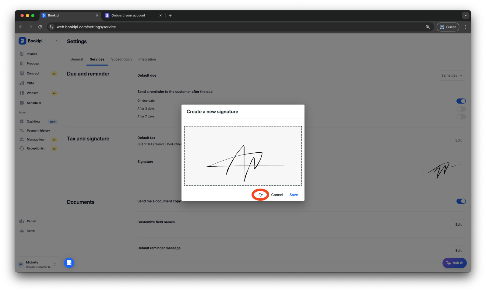 Invoice Web V2 - How to edit your signature in invoices - 6
