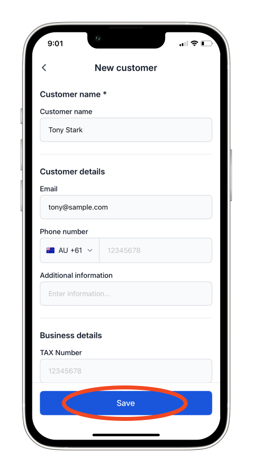 Invoice Mobile App - How to add, edit and delete a customer - 5