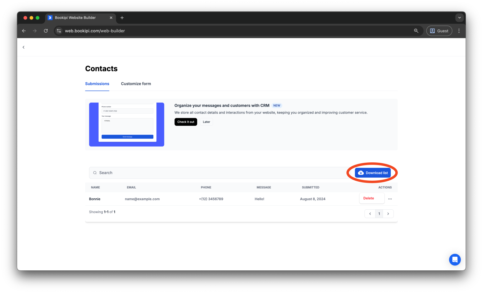 Bookipi AI Website Builder - How to locate messages in the Bookipi AI Website Builder - 7