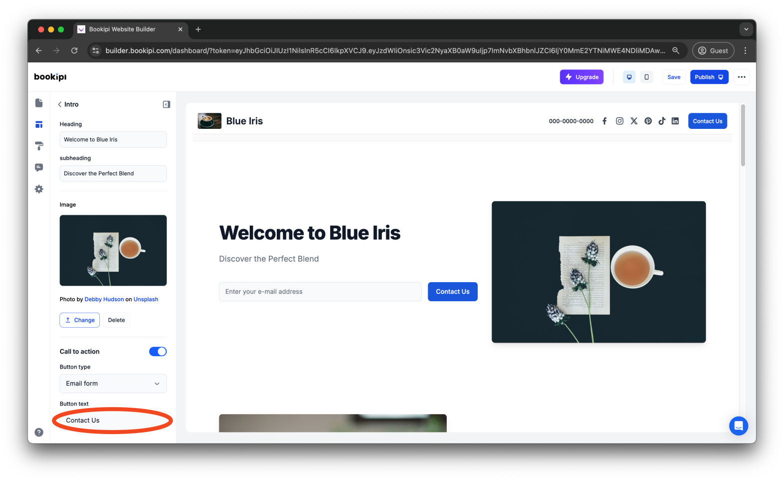 Bookipi AI Website Builder - How to enable the contact buttons and contact form in Bookipi AI Website Builder - 18
