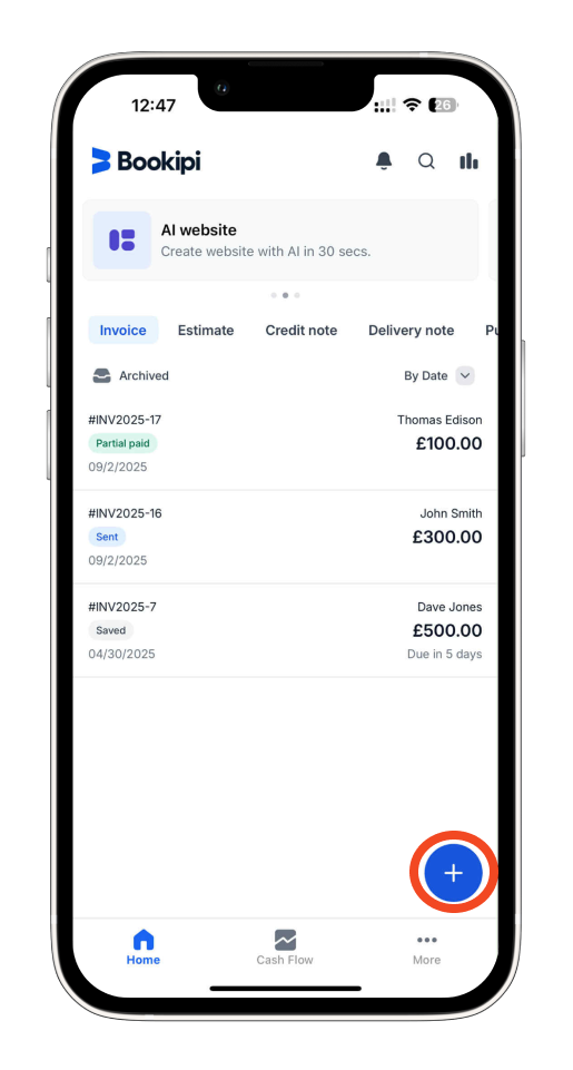 Invoice Mobile App - How to send an invoice as a PDF - 1