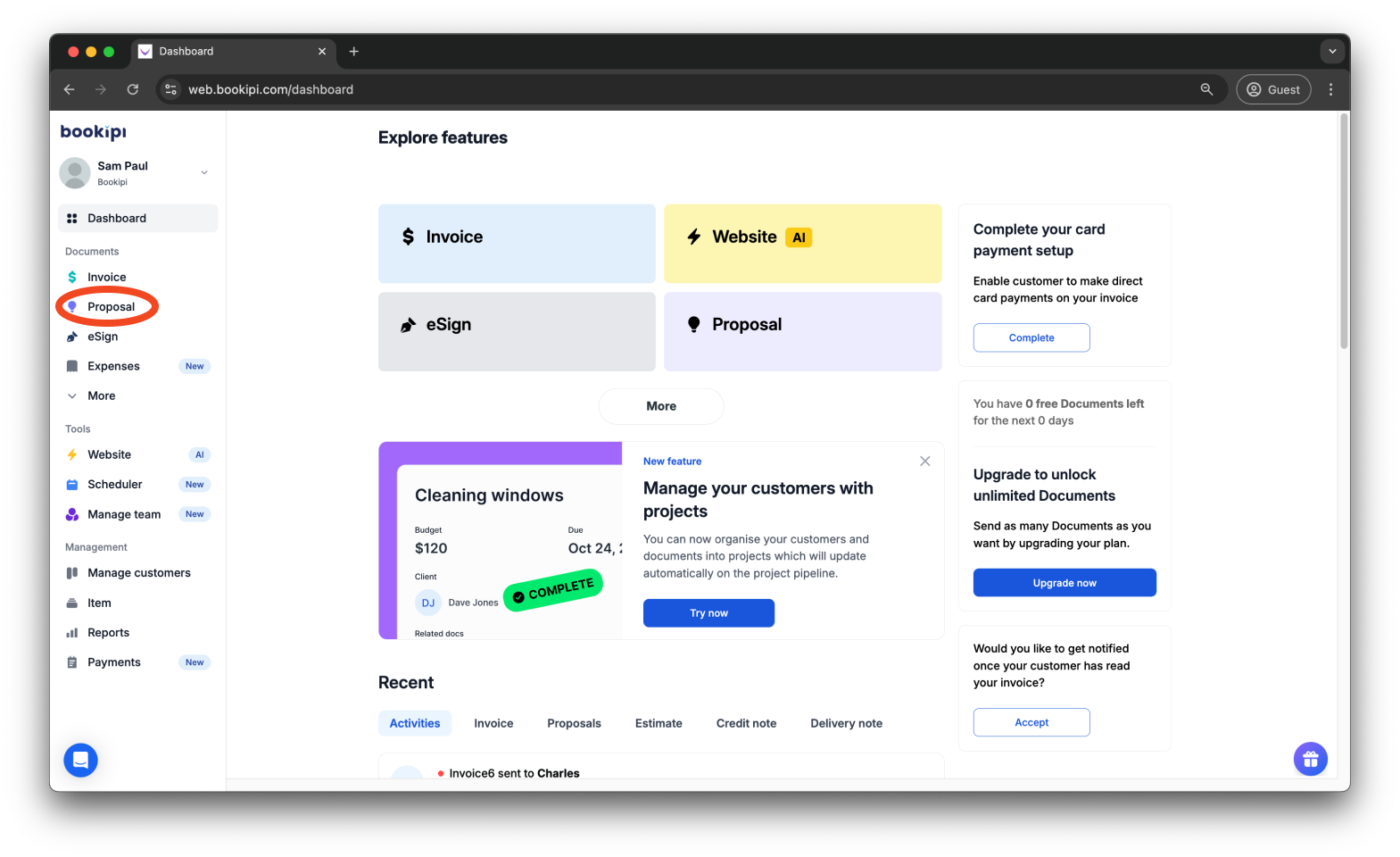 Bookipi Proposal Maker - How to filter proposals - 1