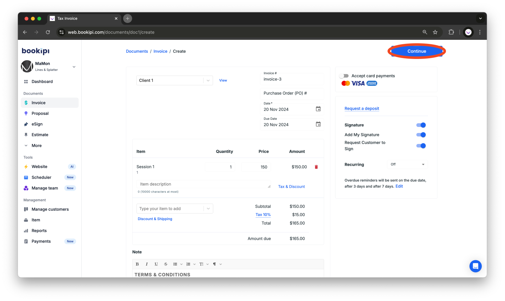 Invoice Web V2 - How to request a signature from customers - 4
