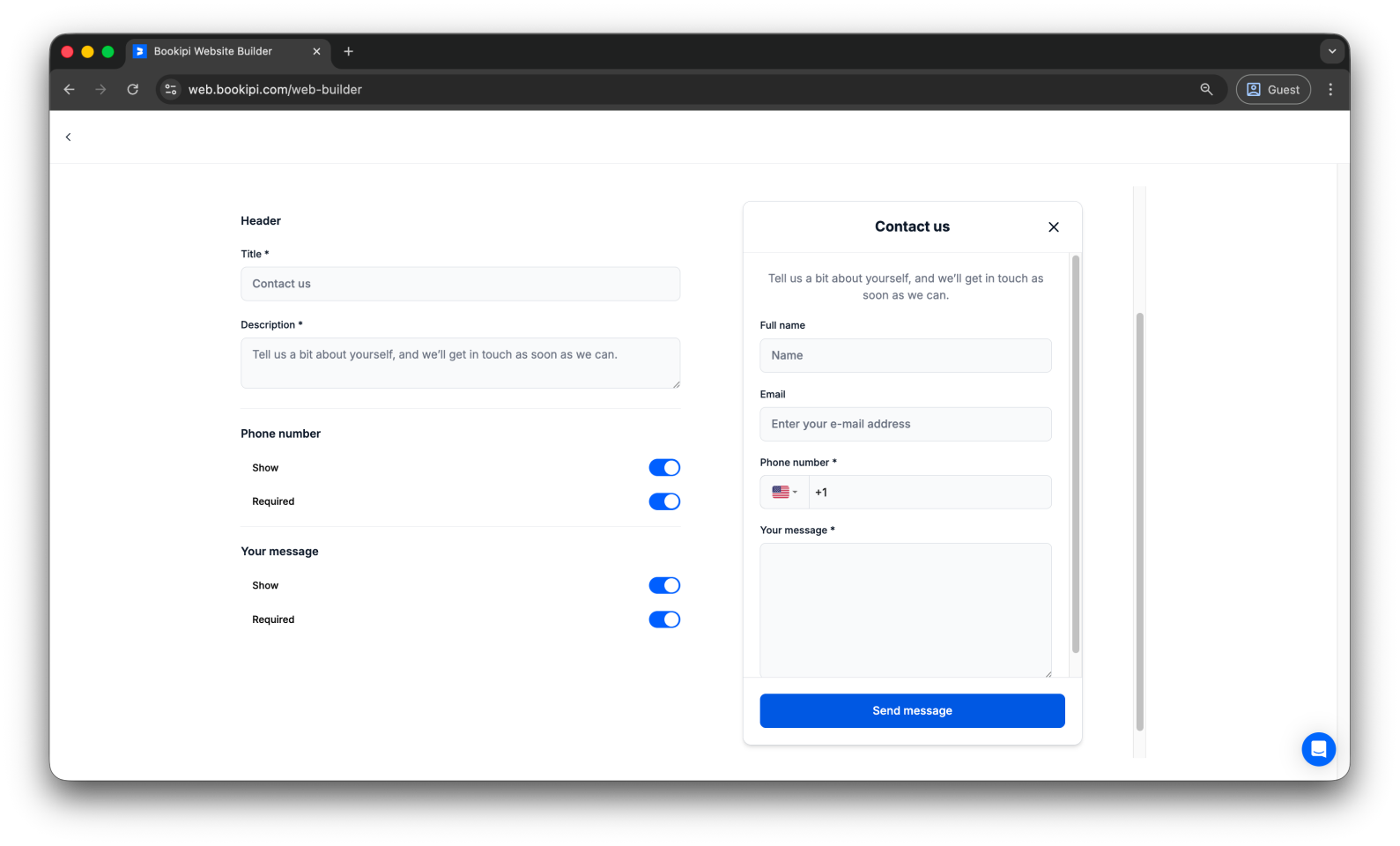 Uncategorized - How to customize your contact form in Bookipi AI Website Builder - 5