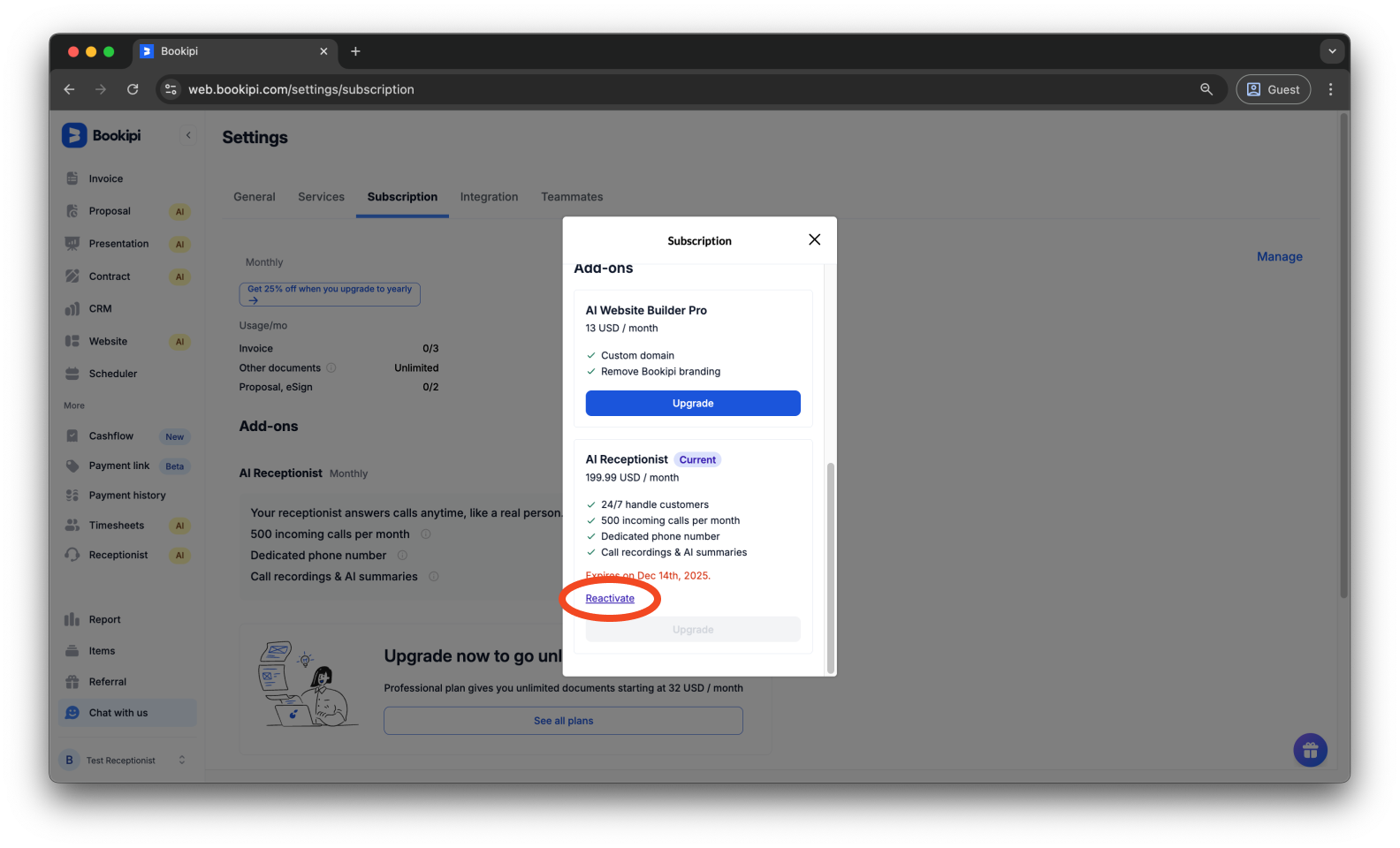 Uncategorized - How to cancel the subscription for AI Receptionist - 13