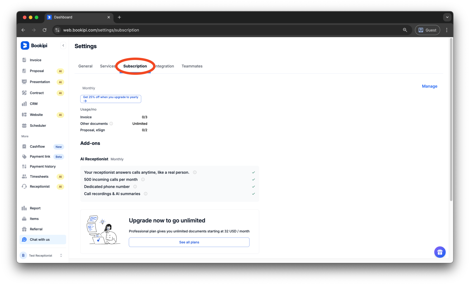 Uncategorized - How to cancel the subscription for AI Receptionist - 3