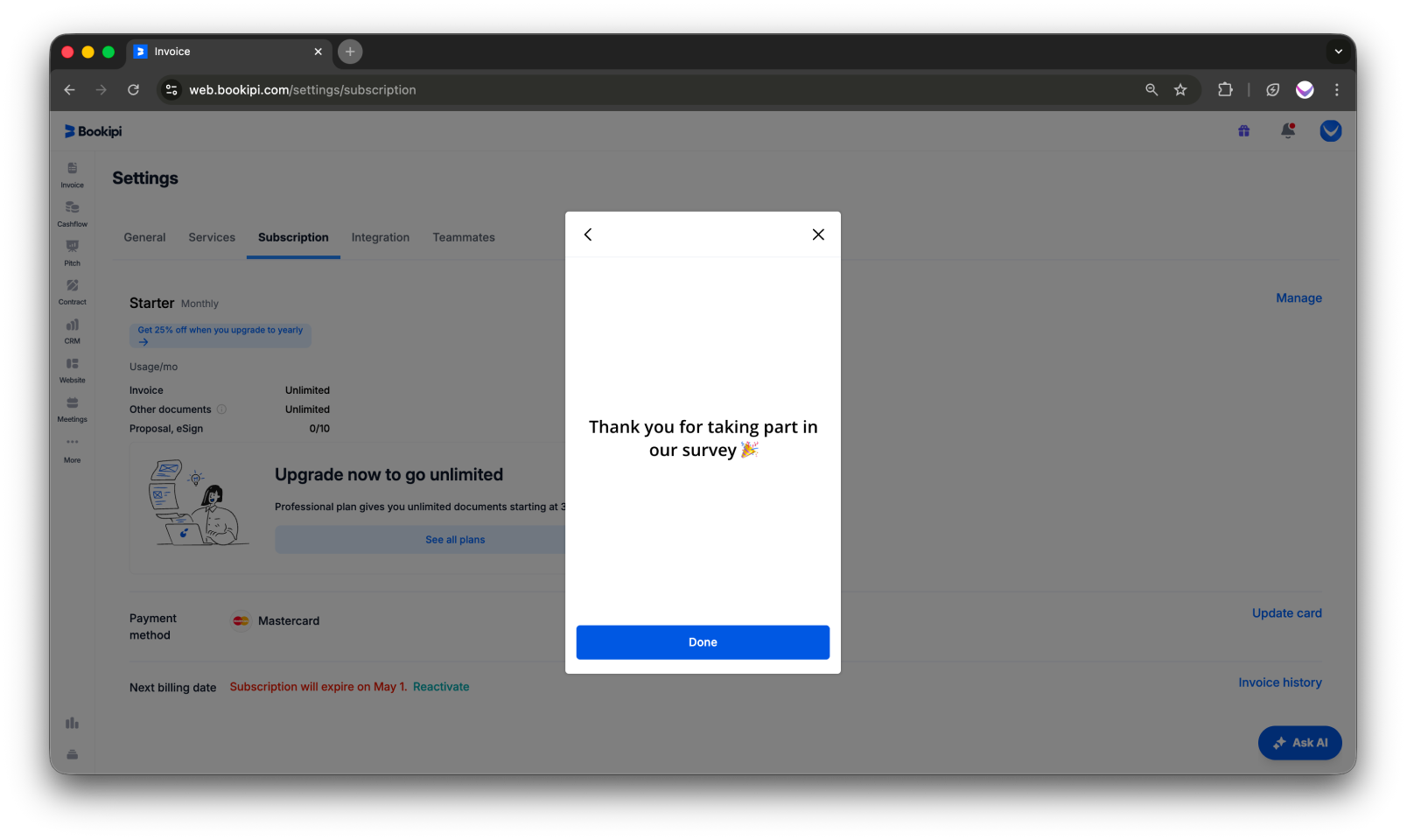 Bookipi Subscriptions - How to cancel a subscription - 9