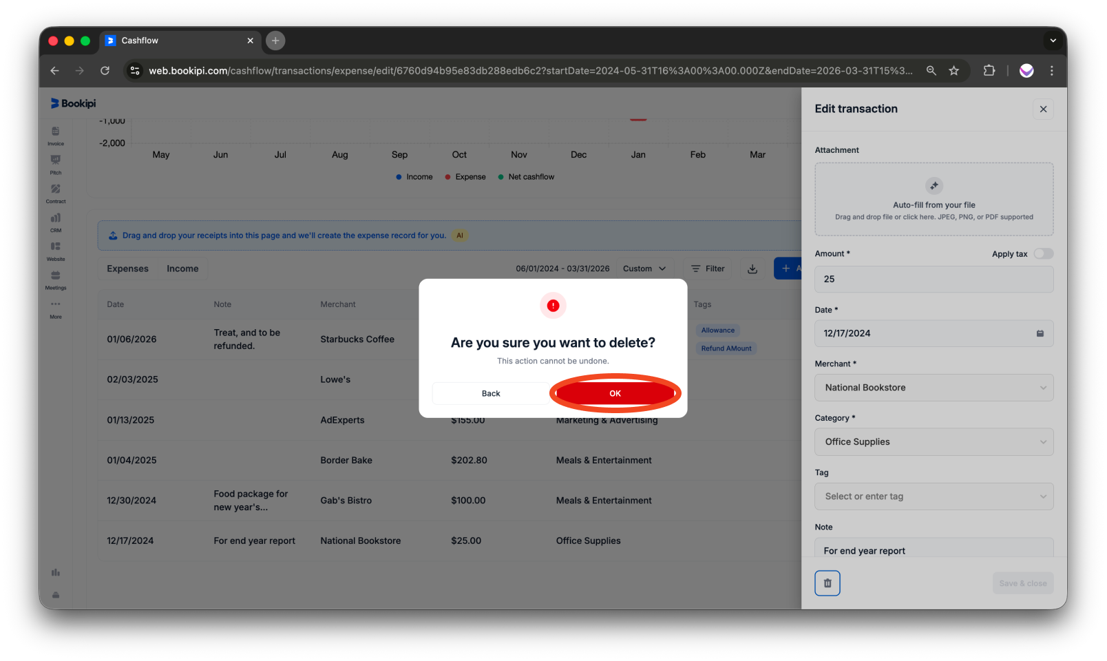 Uncategorized - How to delete expense on the Web app - 6