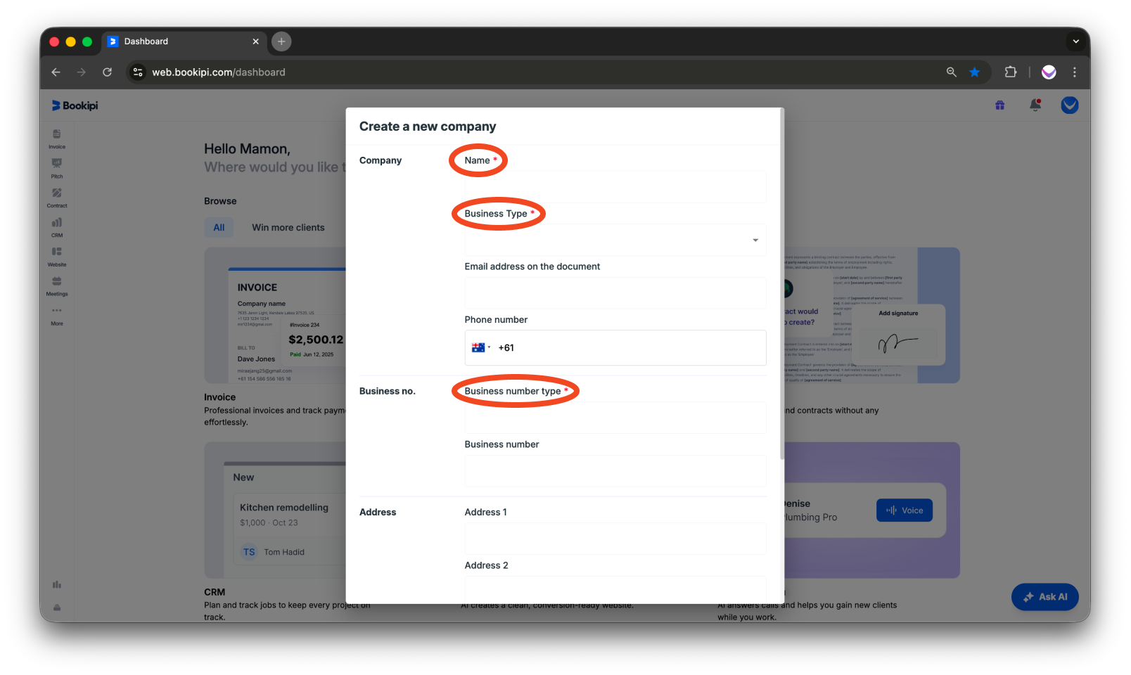 Invoice Web V2 - How to add another business - 4
