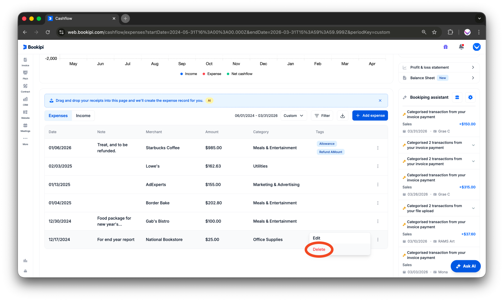 Uncategorized - How to delete expense on the Web app - 3