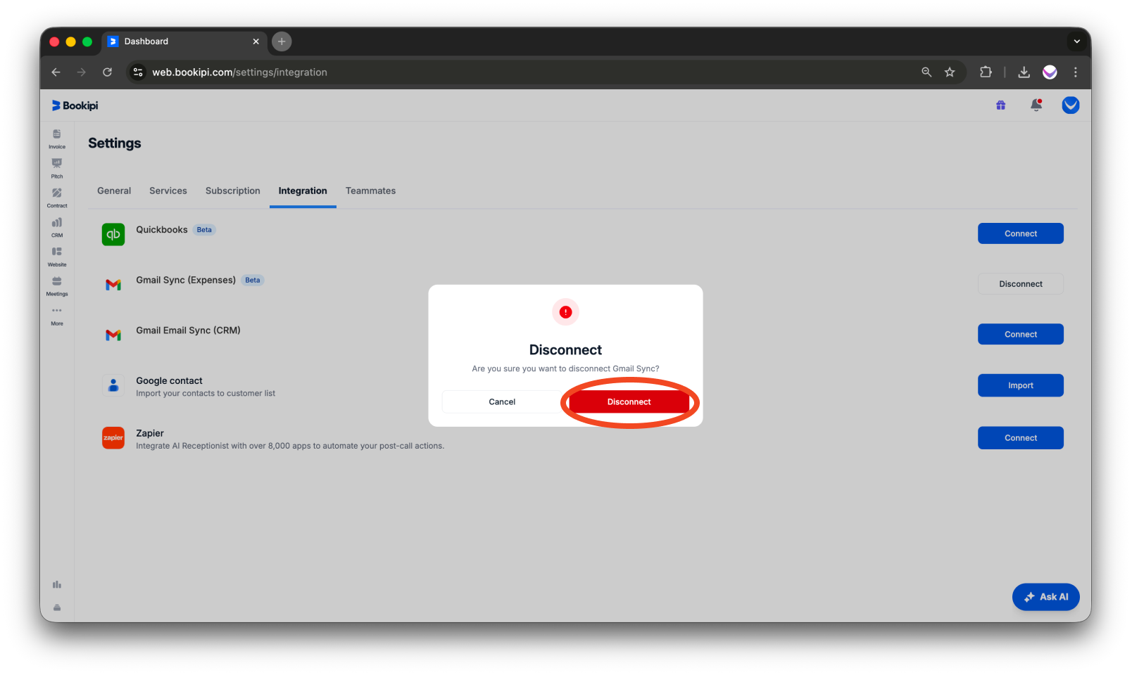 Uncategorized - How to disconnect Gmail synced to Expenses - 6
