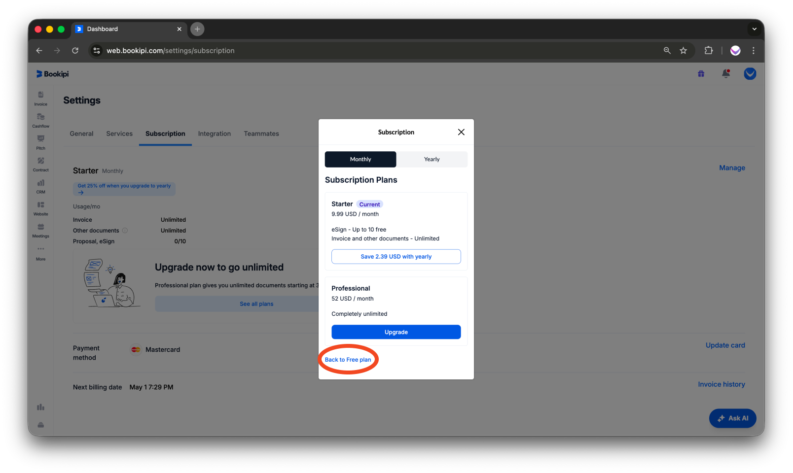 Bookipi Subscriptions - How to cancel a subscription - 6