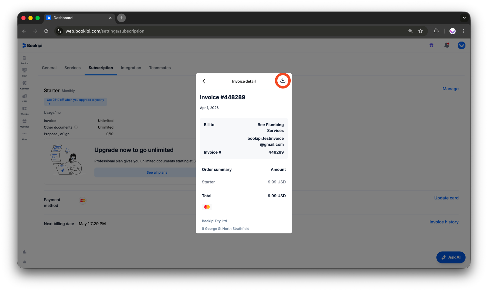Bookipi Subscriptions - How to check and manage your subscription - 8