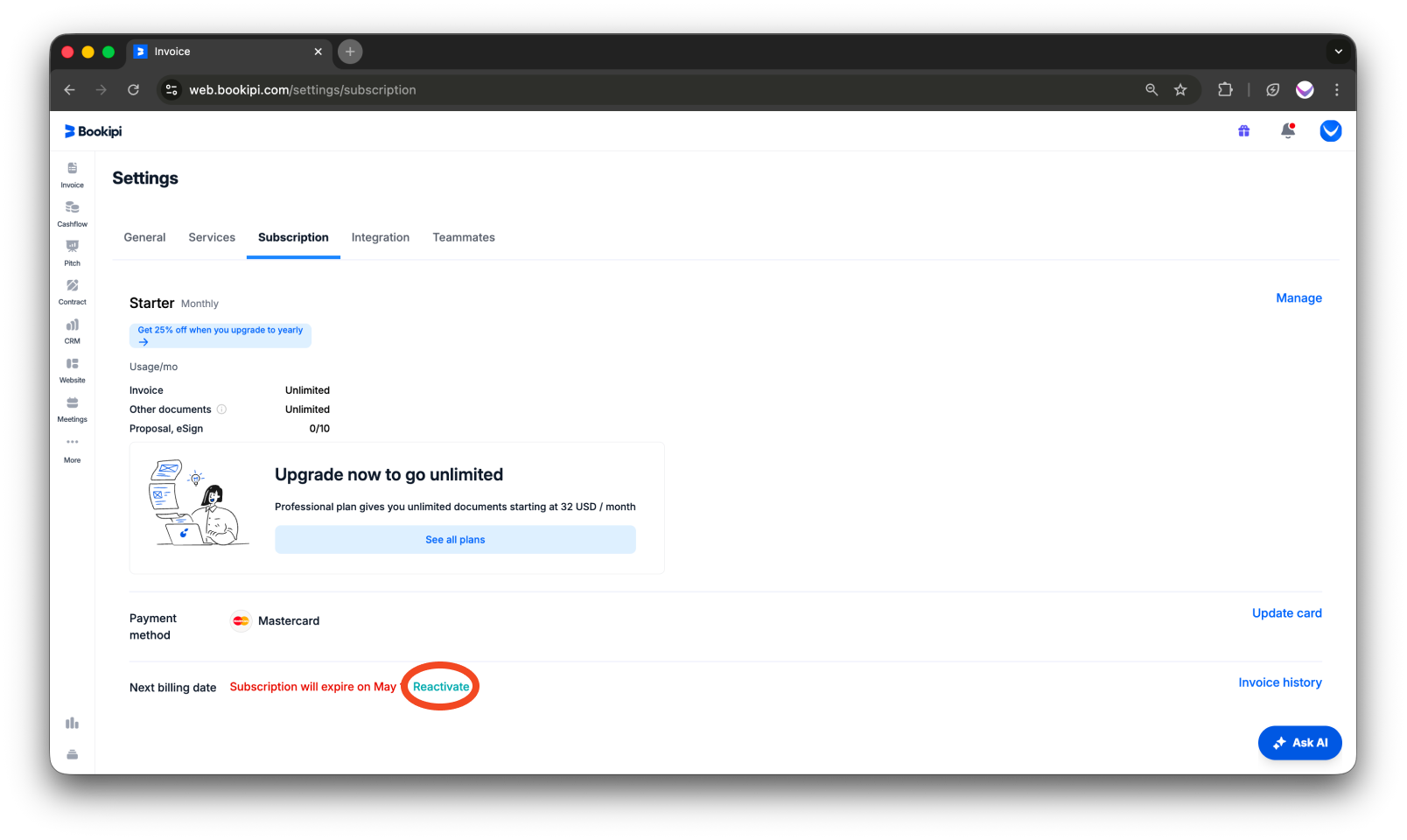 Bookipi Subscriptions - How to cancel a subscription - 10