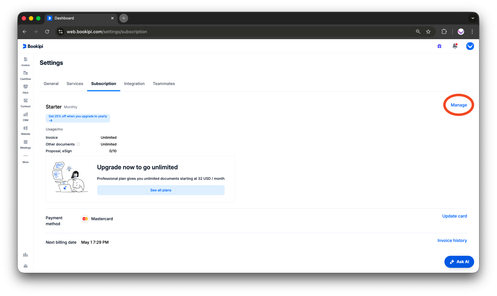 Bookipi Subscriptions - How to cancel a subscription - 5