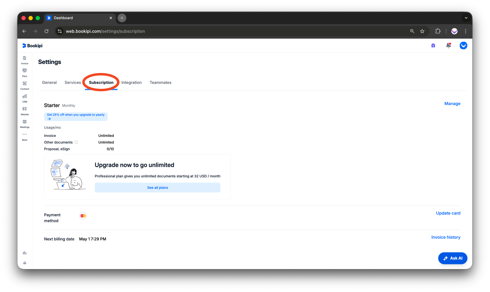 Bookipi Subscriptions - How to check and manage your subscription - 4