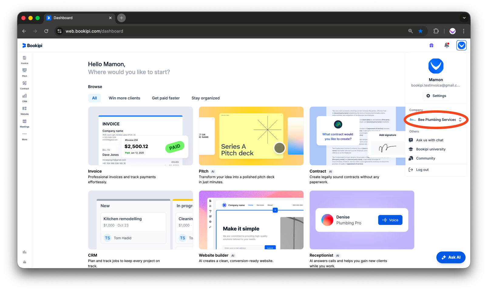 Invoice Web V2 - How to add another business - 2