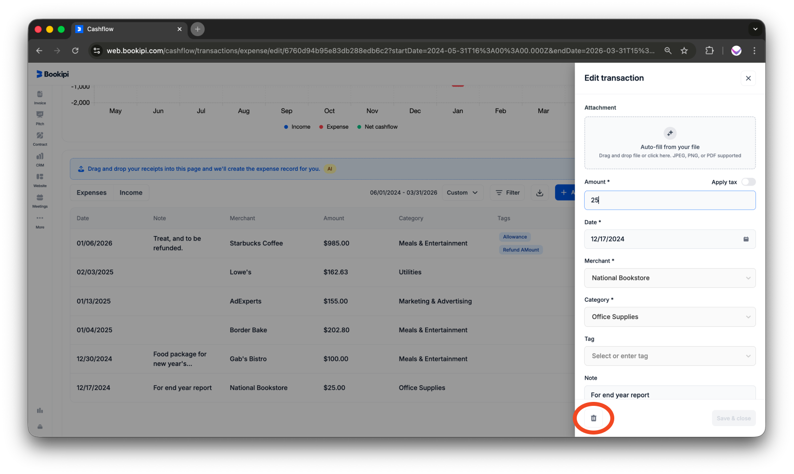 Uncategorized - How to delete expense on the Web app - 5