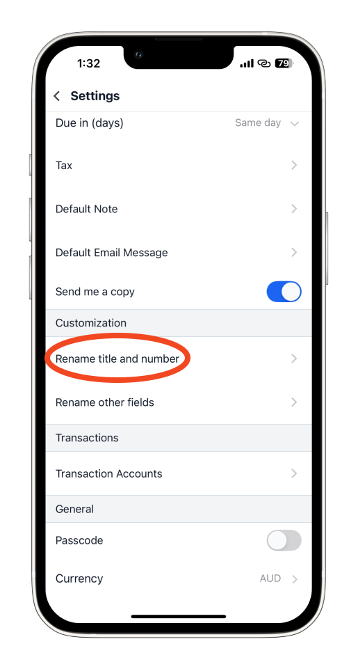 Invoice Mobile App - How to rename the document type - 3