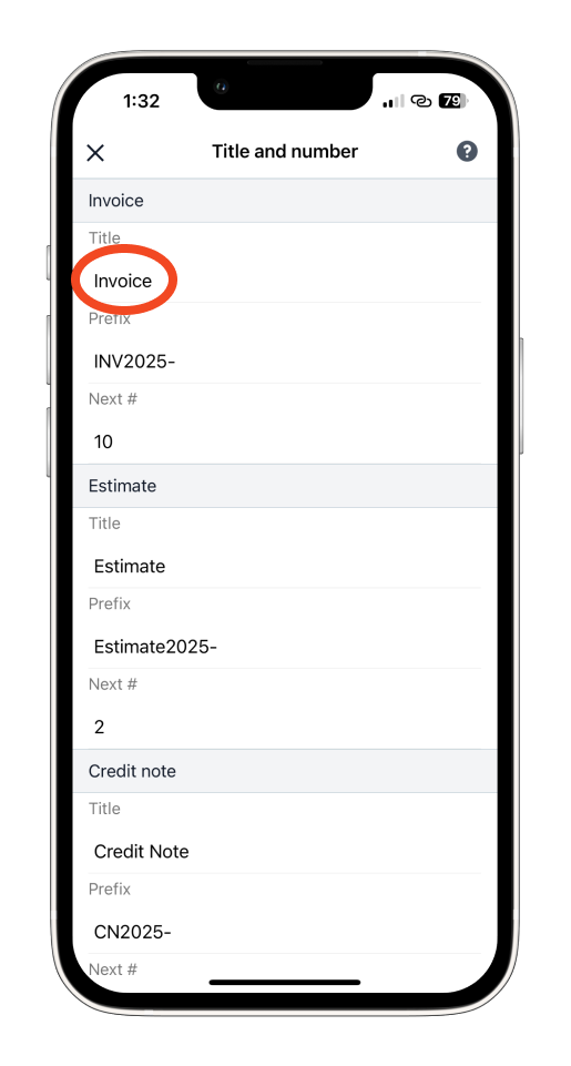Invoice Mobile App - How to rename the document type - 4