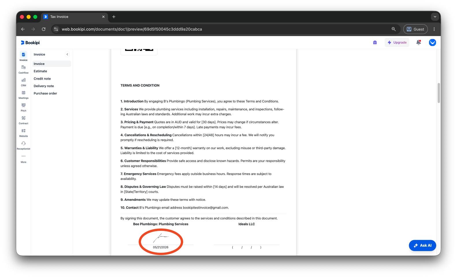 Invoice Web V2 - How to add a signature to invoices - 11